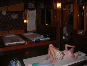 our first night on Ko Tao in the massage parlour.