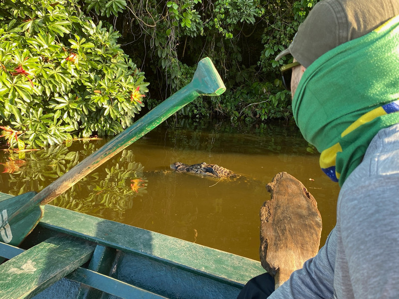 Got close, he didn’t move as had another caiman in his mouth!