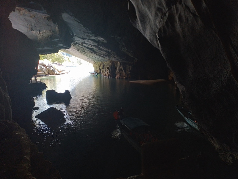 Just inside the entrance of phong nha cave