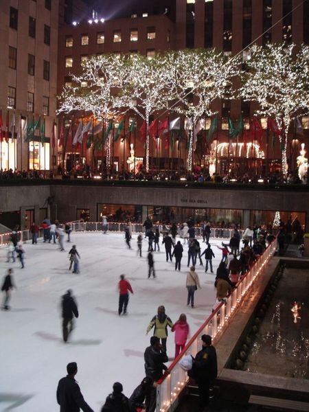 Ice skating at the Rockefeller Center