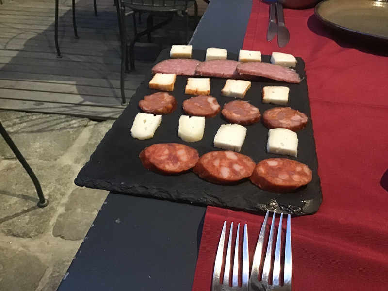 Portuguese de Gema. Cheese and sausage platter.
