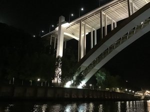 Night cruise under no the Luis Bridge. Upstream.