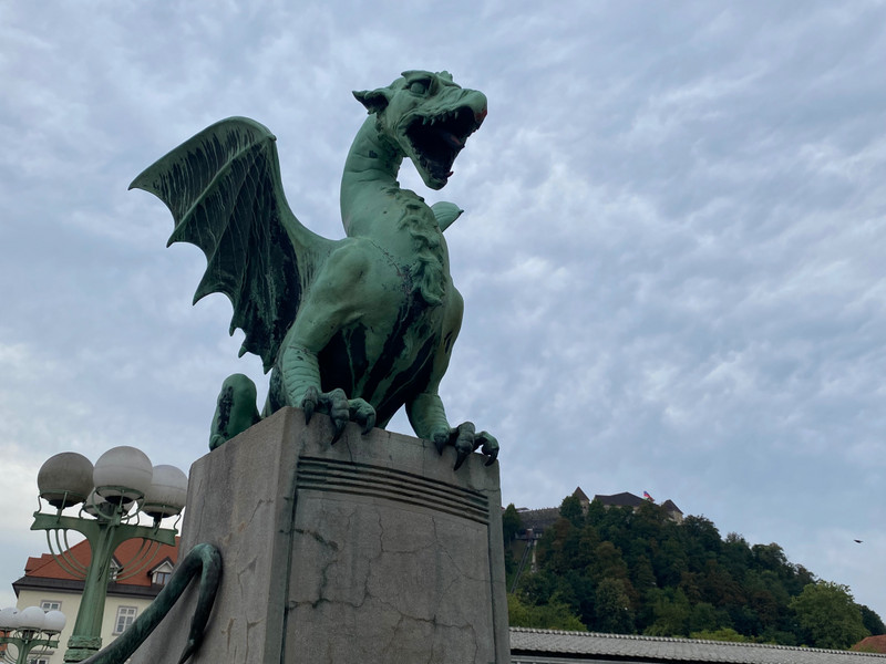 One of the dragons on the Dragon Bridge.