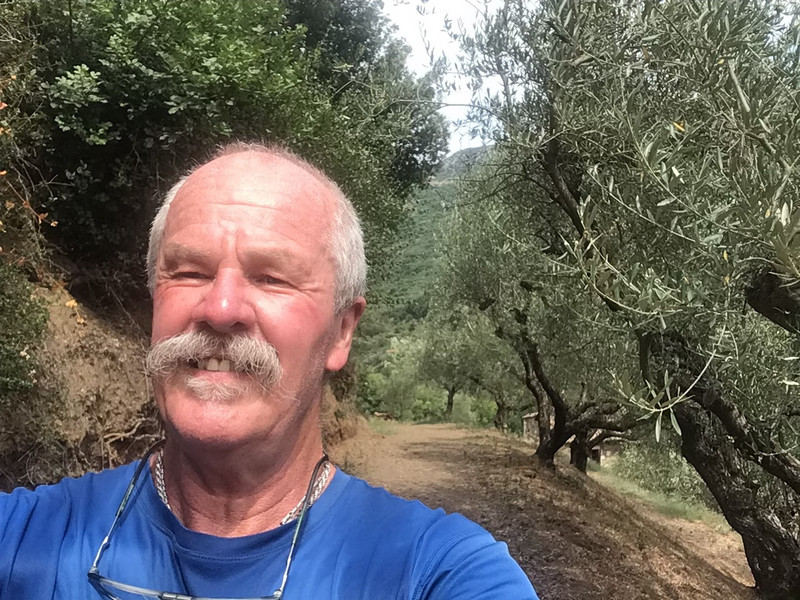 In the olives on the Menalon Trail.
