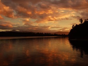 Sunset over Lake Mahinapua