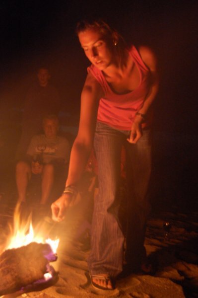 Toasting mashmallows on the bonfire!