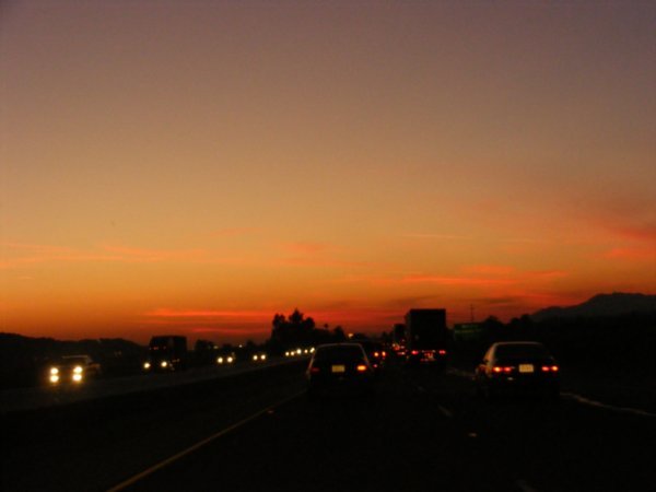 Sunset on our way back to Orange County from Palm Desert