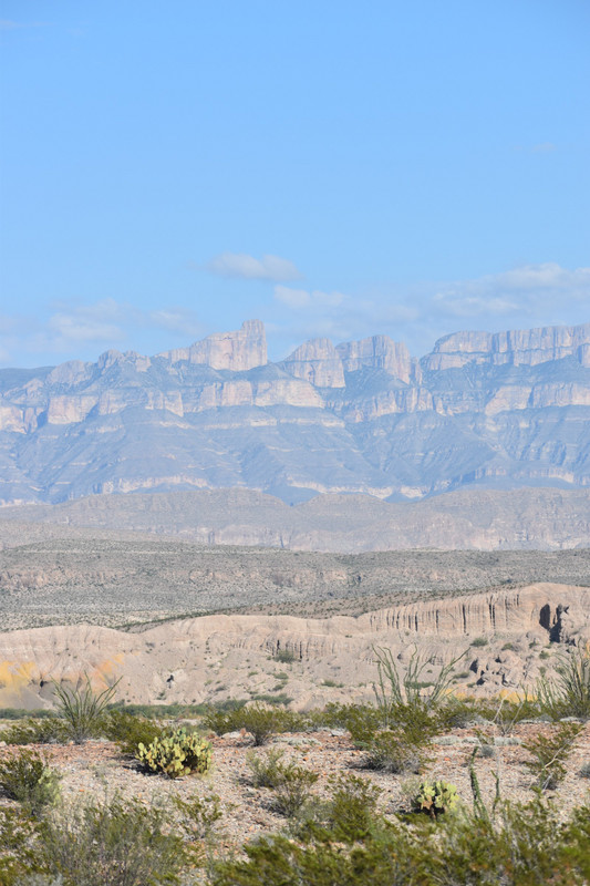 The ridges in front here are in the US; the farther range with the peak in the middle is in Mexico, with the Rio Grande in the valley between the two.