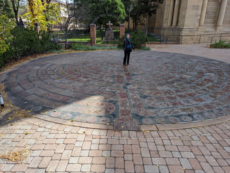 This labyrinth was added in 2003 as part of the cathedral's landscape remodel. The design is a replica of one built around the year 1200 in the nave of a cathedral in Chartres, France. According to a plaque nearby, the labyrinth's path is like the path of