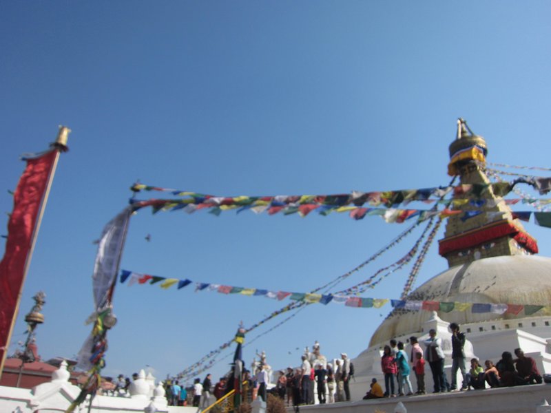 Leaving the Bodhnath Stupa