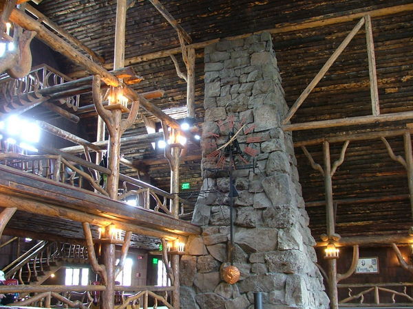 The Lobby Fireplace - Yellowstone Lodge