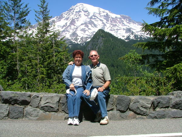 Mt. Rainier and two clowns