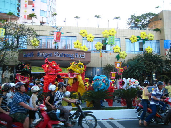 Lunar New Year in front of hotel