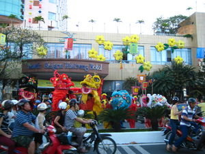 Lunar New Year in front of hotel