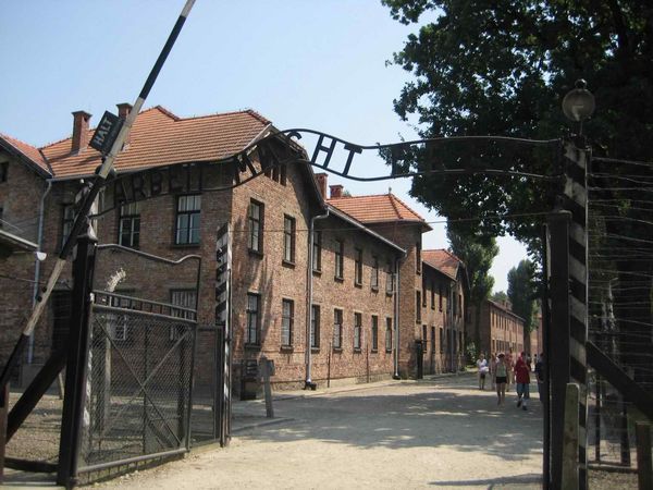 The infamous entry gates to Auschwitz
