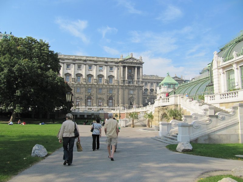 Hofburg Palace Ahead & Butterfly Bldg on Right