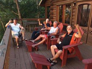 Birthday Toast to Jim Hunt on the Deck of The Cabin
