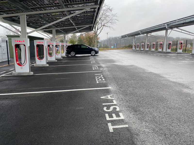 Enormous Array of Tesla chargers