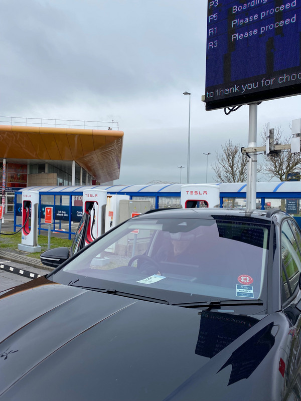 Tesla Chargers at Eurotunnel Terminal, Calais