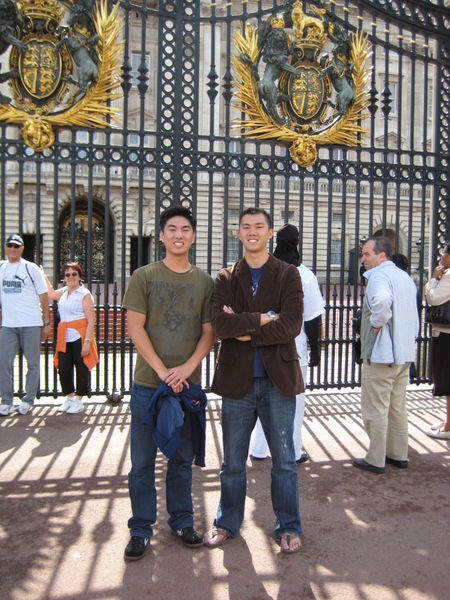 Me and Mike standing outside Buckingham Palace