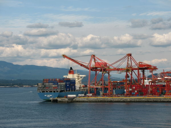 Cranes Unloading Ship