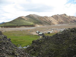 Landmannalaugar camp grounds -- the starting point of our hike.
