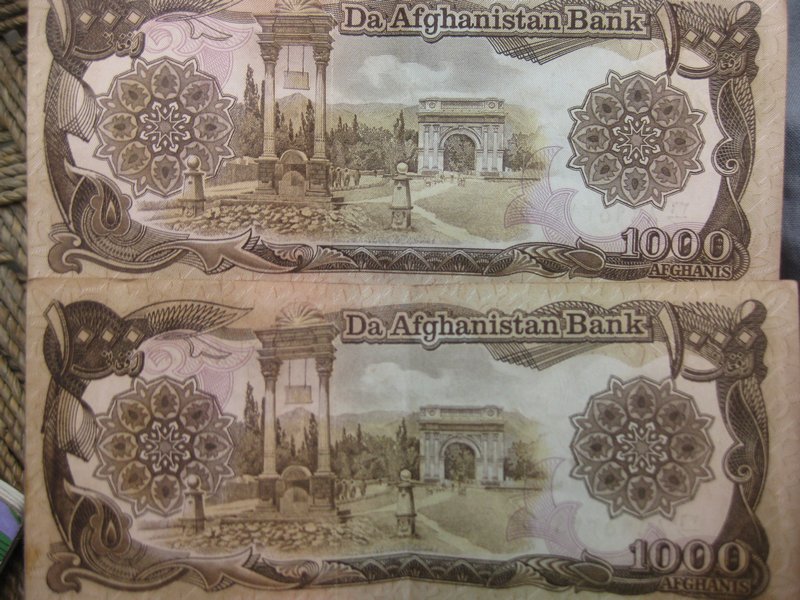 Afghani money used during the Taliban era. 