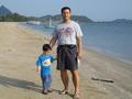 Max and Dad at Dolphin Bay beach