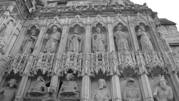 Saints looking down on those entering Exeter Cathedral