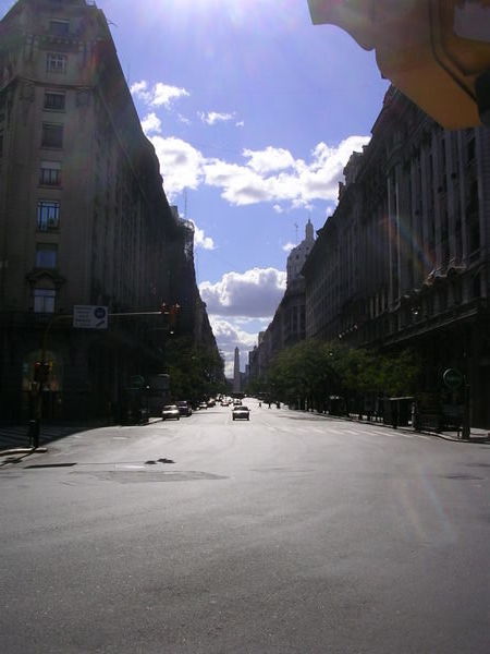 Street leading up to the Obelisco in Buenos Aires