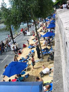 Paris Plage, a man made beach along the River Seine