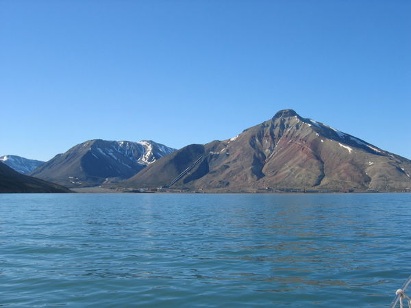 Pyramiden seen from out at sea