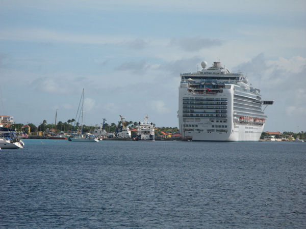 The Cruise Liner dominates the town