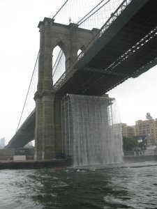 waterfall under Brooklyn bridge