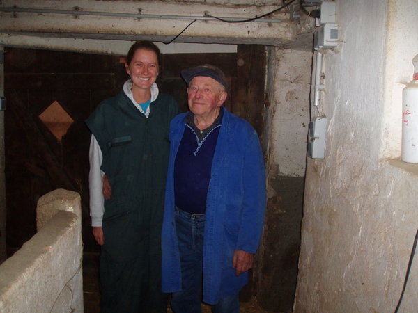 With the wine-making farmer