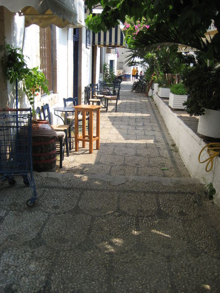 Walkway in narrow streets of Spetses