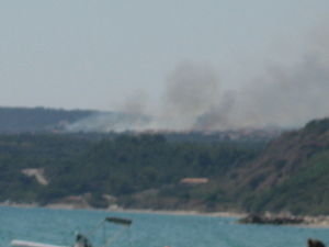 Fire from a distance ont he island of Kefalonia