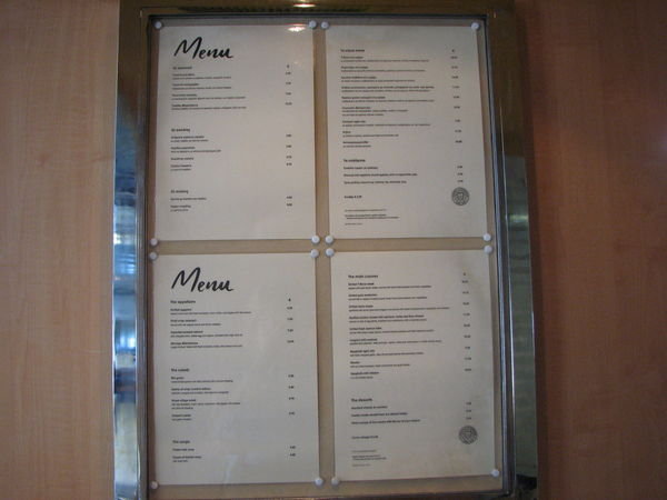 Ferry Dinning room menu