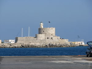 Rhodes Castle at the port
