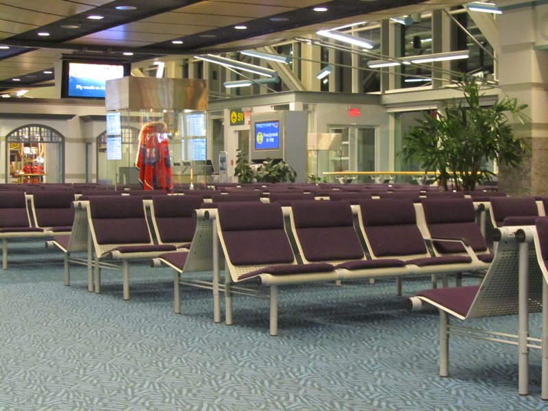 Quiet Vancouver International airport at 11:45 pm