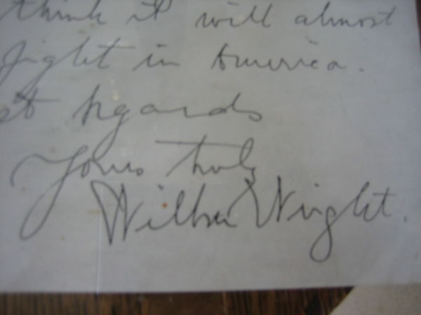 Blue Hills Observatory-letter signed by Wilbur Wright!