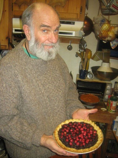 Mincemeat pie with cranberry garnish