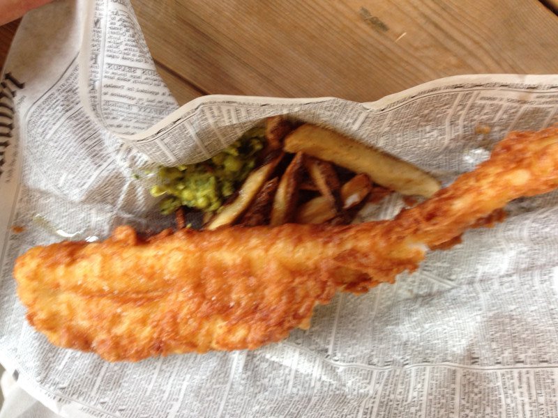 Fish, chips and mushy minted peas!