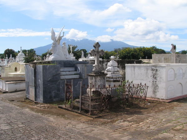 The cemetery with the volcano in the background