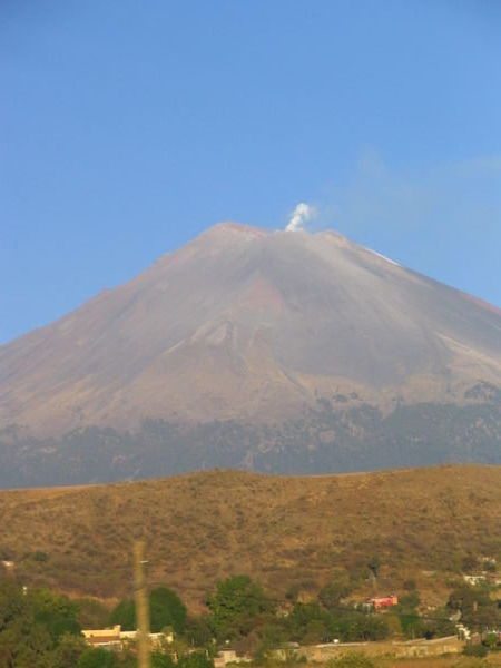 The smoking Popocatepetl volcano
