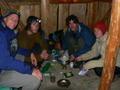 Making dinner with other backpacker