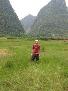 me, field, mountains