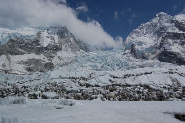 Standing at the base of the infamous Khumbu Icefall