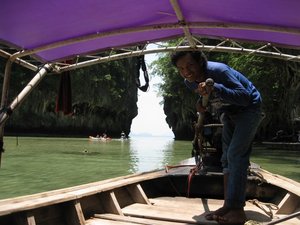Our Longboat Driver in Lagoon at Hong Island