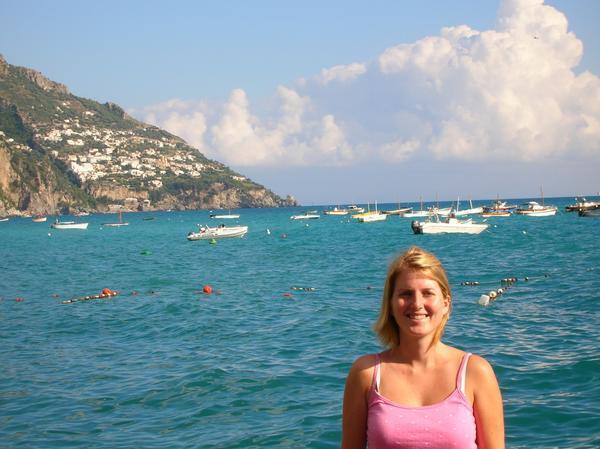 Lynne at the beach at Positano
